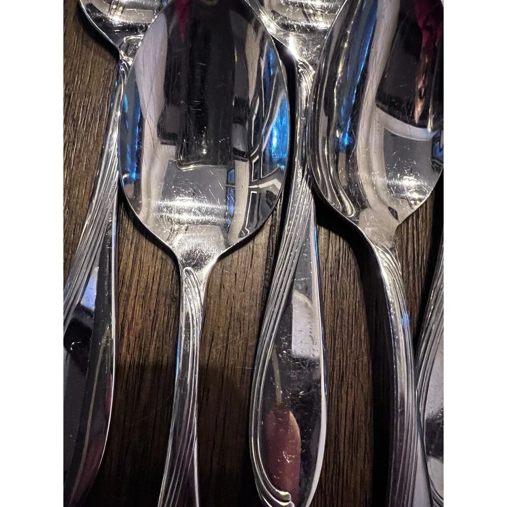 8 soup spoons Oneida Camber Cresta Windswept Scroll Flatware silverware 7